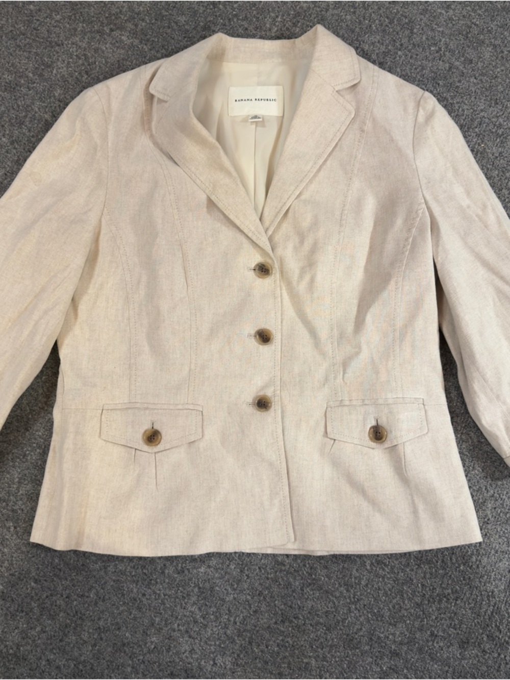 Banana Republic Marled Tan 3/4 Sleeve Suit Jacket Size 10